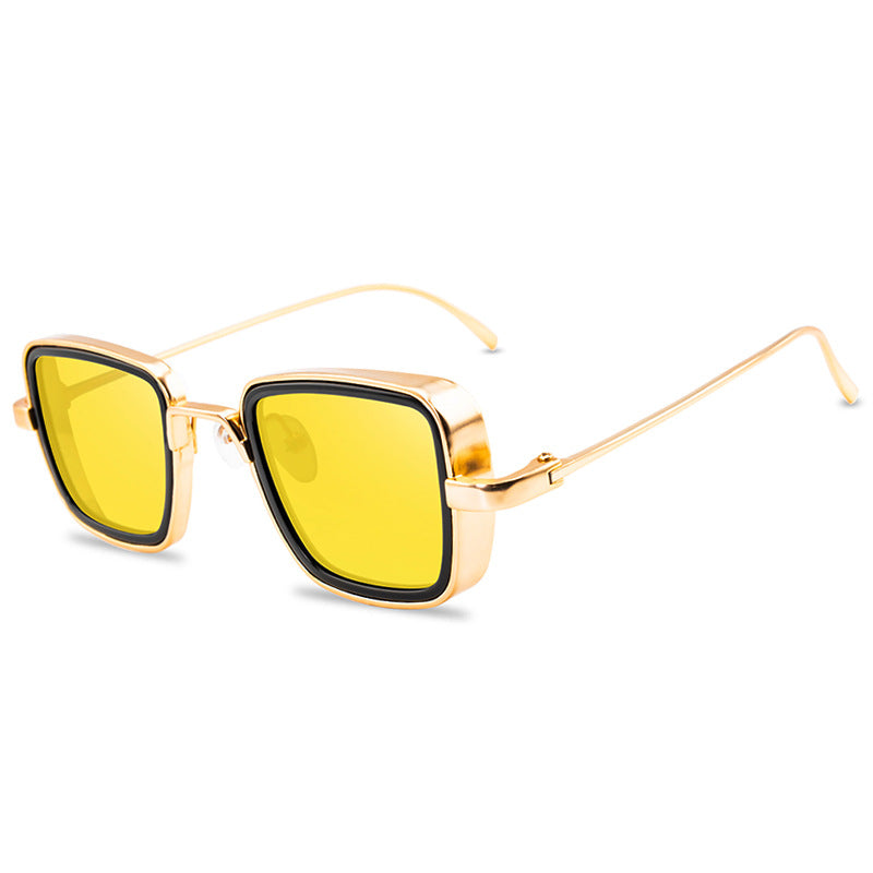Vintage Steampunk Sunglasses Men Retro Metal Square