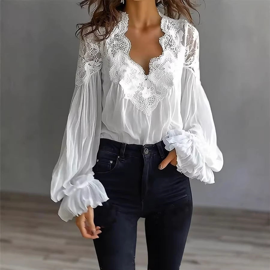 Blouse Fashion Elegant Ruffle Pleated
