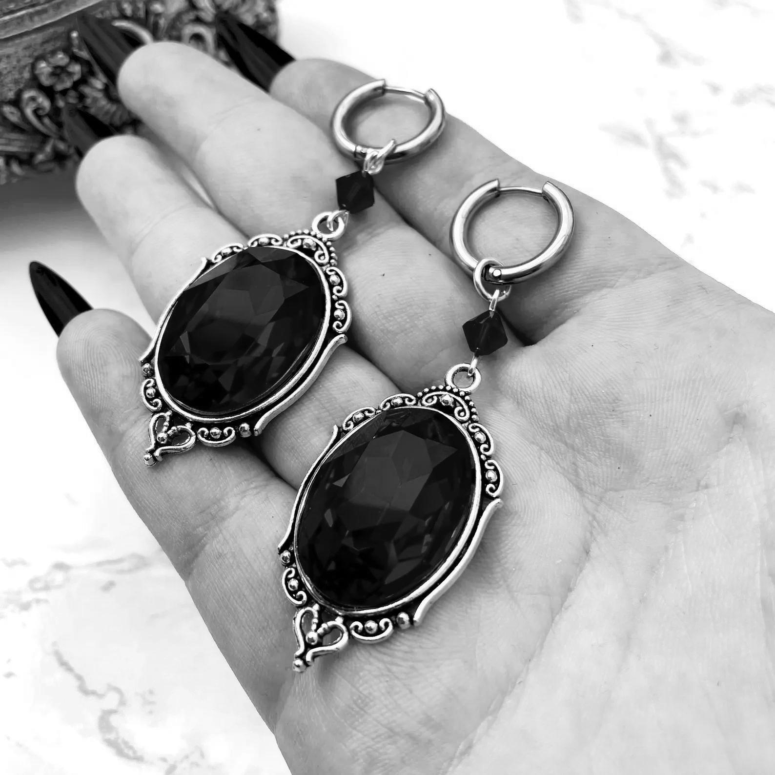 Gothic Black And Red Crystal Victorian Gothic Earrings