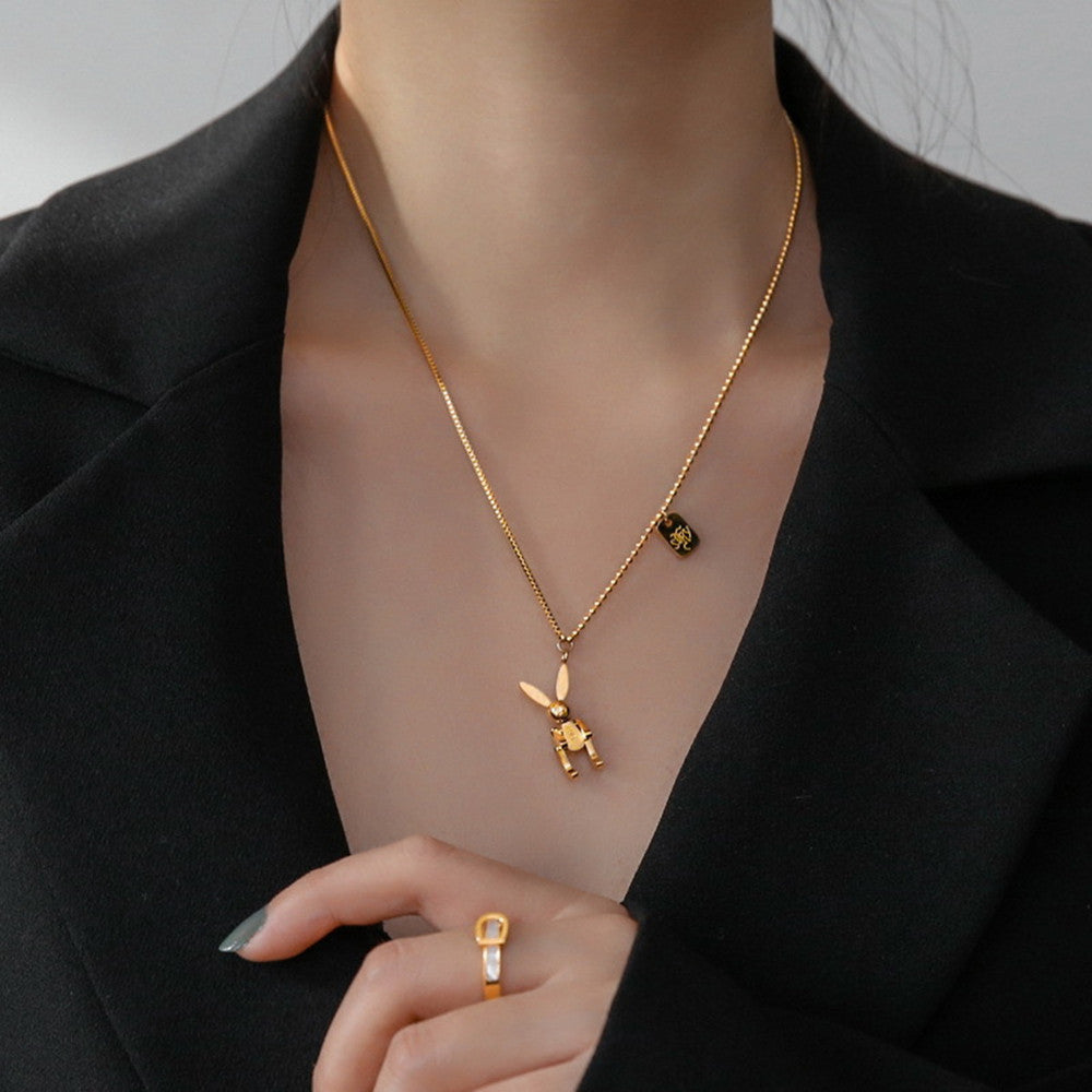 Women's Light Luxury Colorless Gold Bunny Necklace