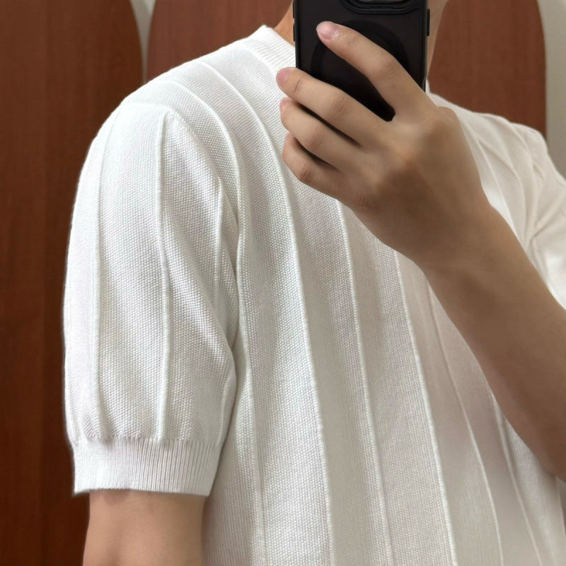 Crisp Solid-color Knit T-shirt