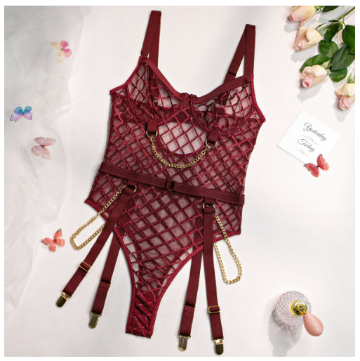 Womens Figure-hugging Metal-cage Bodysuit