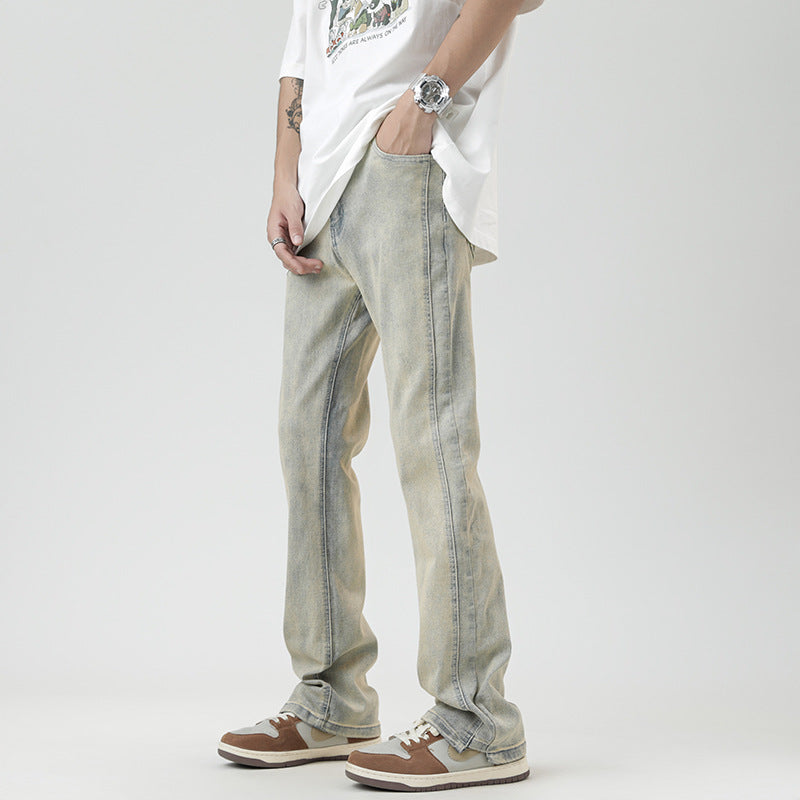 Fashion Personalized Washed Yellow Jeans Men