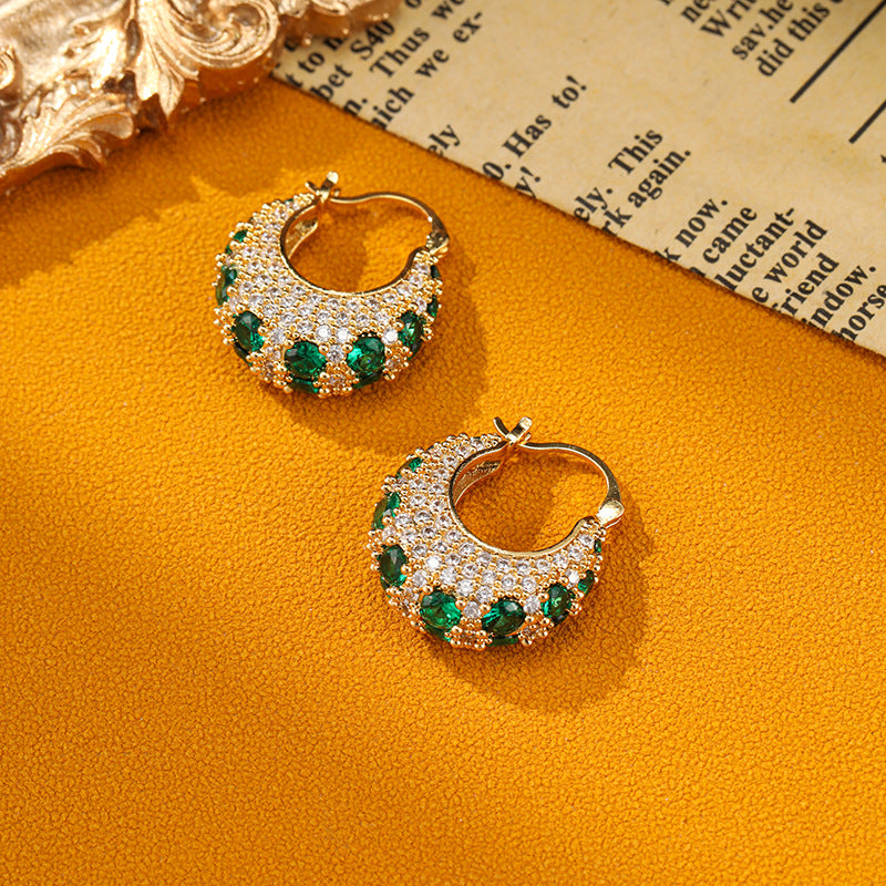 Womens French-style Fashion Micro-pave Zircon Hoop Earrings