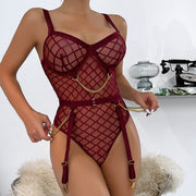 Womens Figure-hugging Metal-cage Bodysuit