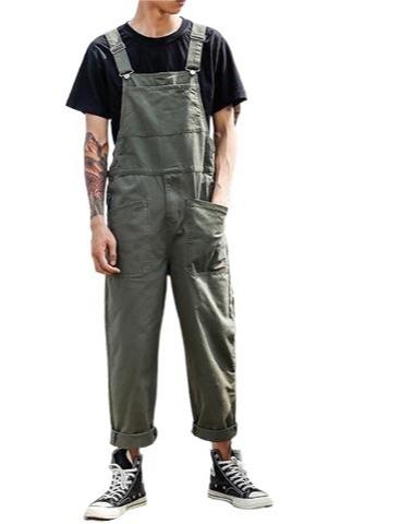 Retro One-piece Casual Overalls Men's Large Pocket Cargo Suspenders