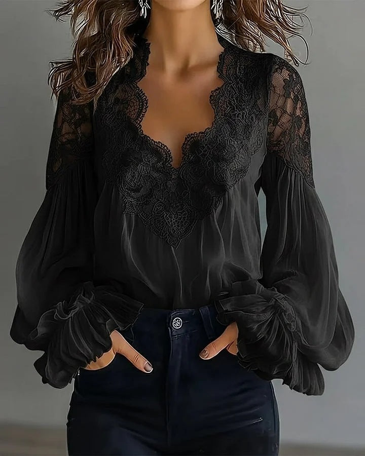 Blouse Fashion Elegant Ruffle Pleated