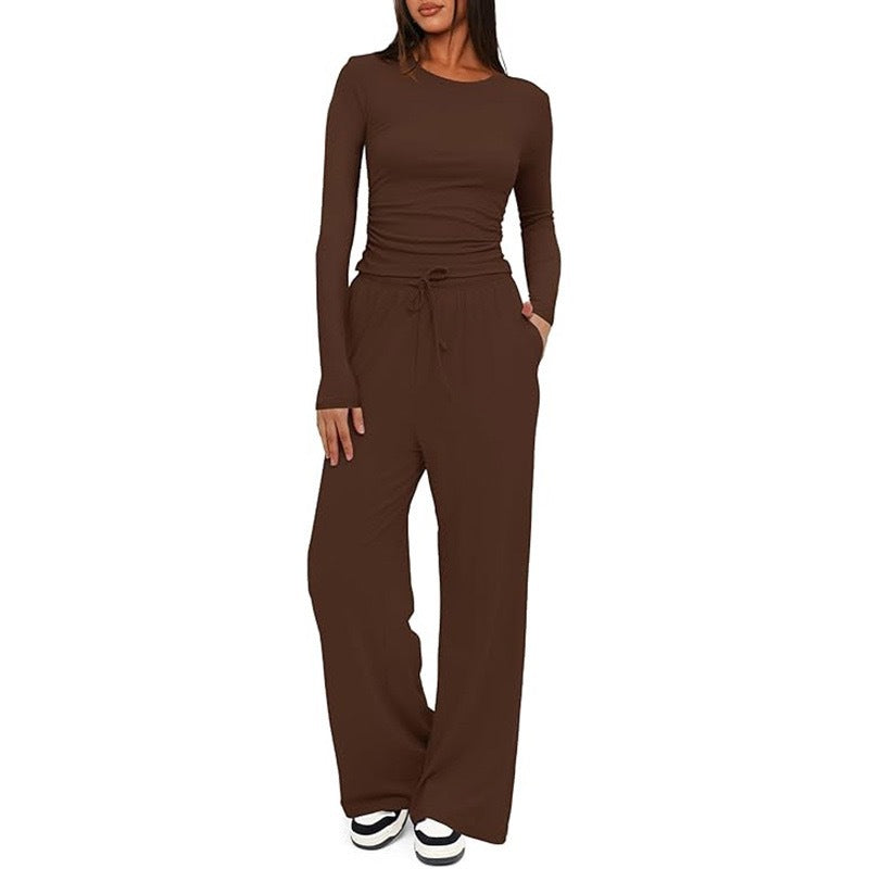 Women's Suit Autumn  Tops High Waisted Wide Leg Pants Sportswear