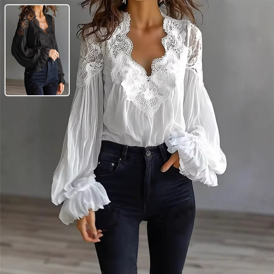 Blouse Fashion Elegant Ruffle Pleated
