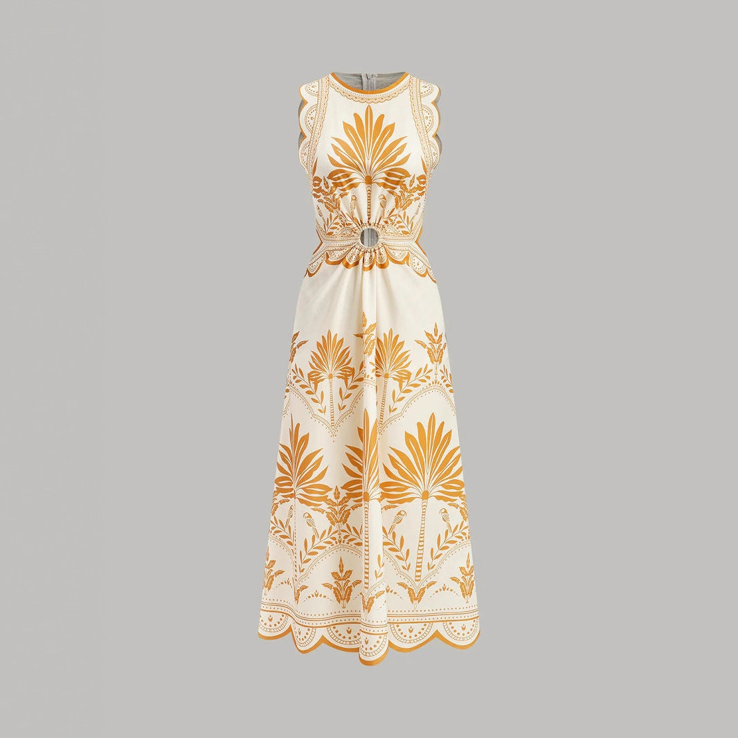 Womens Fashionable Printed Loose Beach Dress