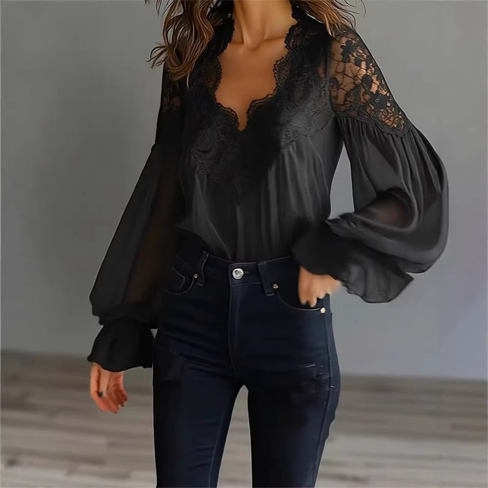 Blouse Fashion Elegant Ruffle Pleated