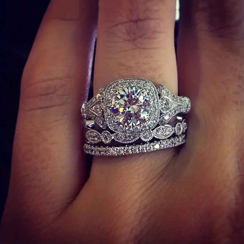 Three-piece Zircon Ring For European And American Women