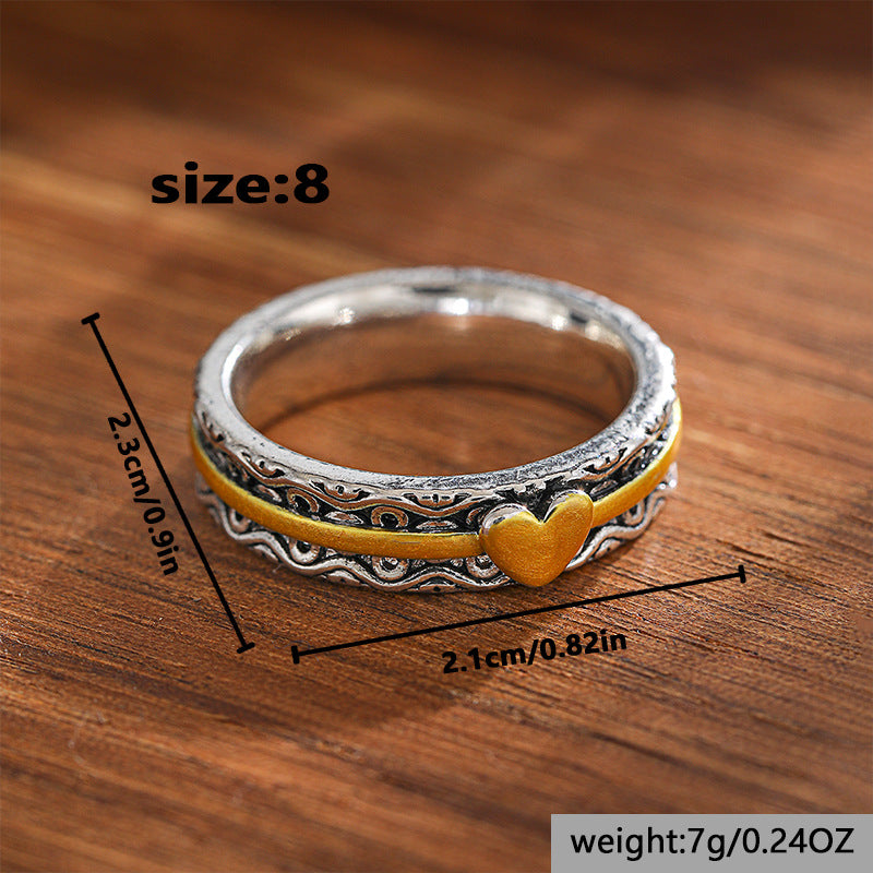 Retro Heart-shaped Ethnic-style Fashion Ring