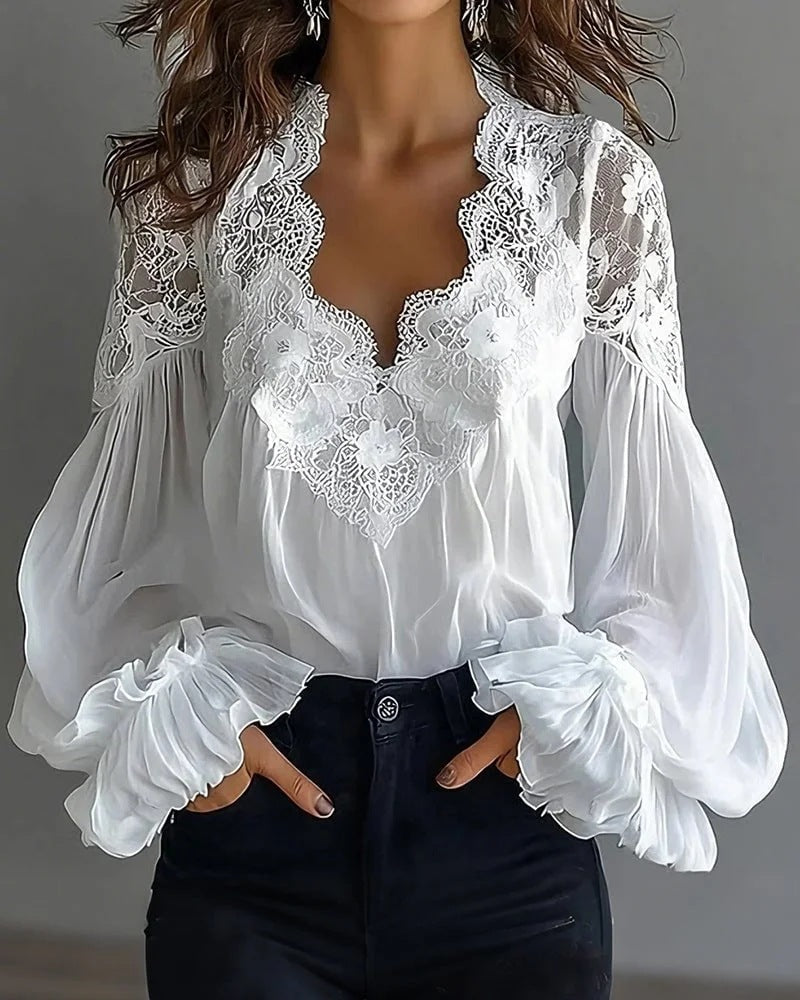 Blouse Fashion Elegant Ruffle Pleated