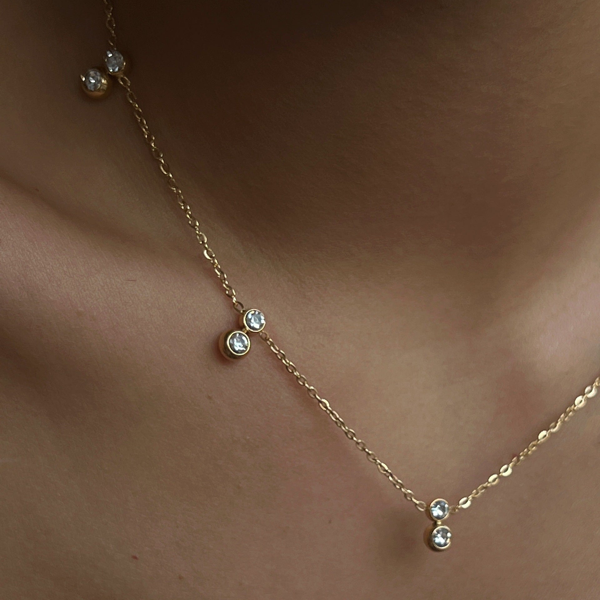 Antique 18k Real Gold Plated Micropaved Zircon Pendant Necklace