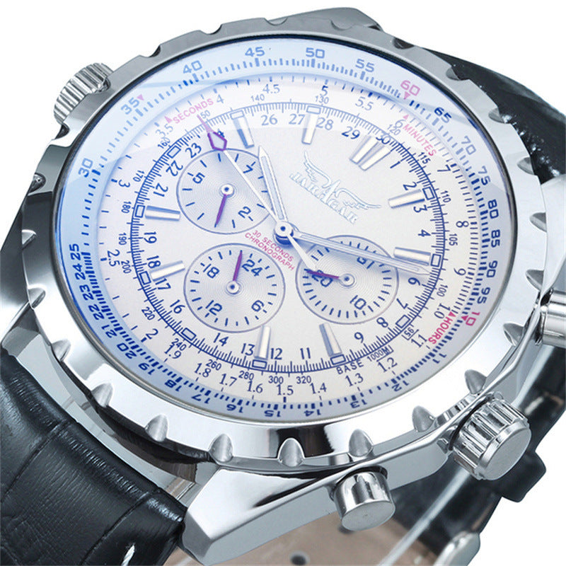 Casual Hollow Multi-function Large Dial Mechanical Watch